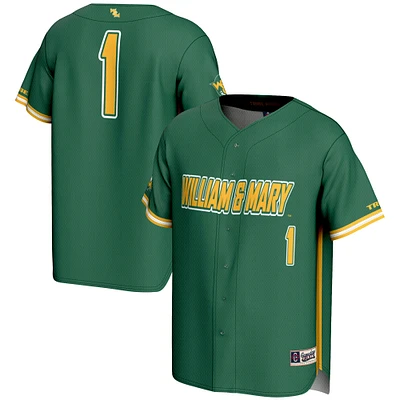 Youth GameDay Greats #1 Green William & Mary Tribe Lightweight Baseball Fashion Jersey