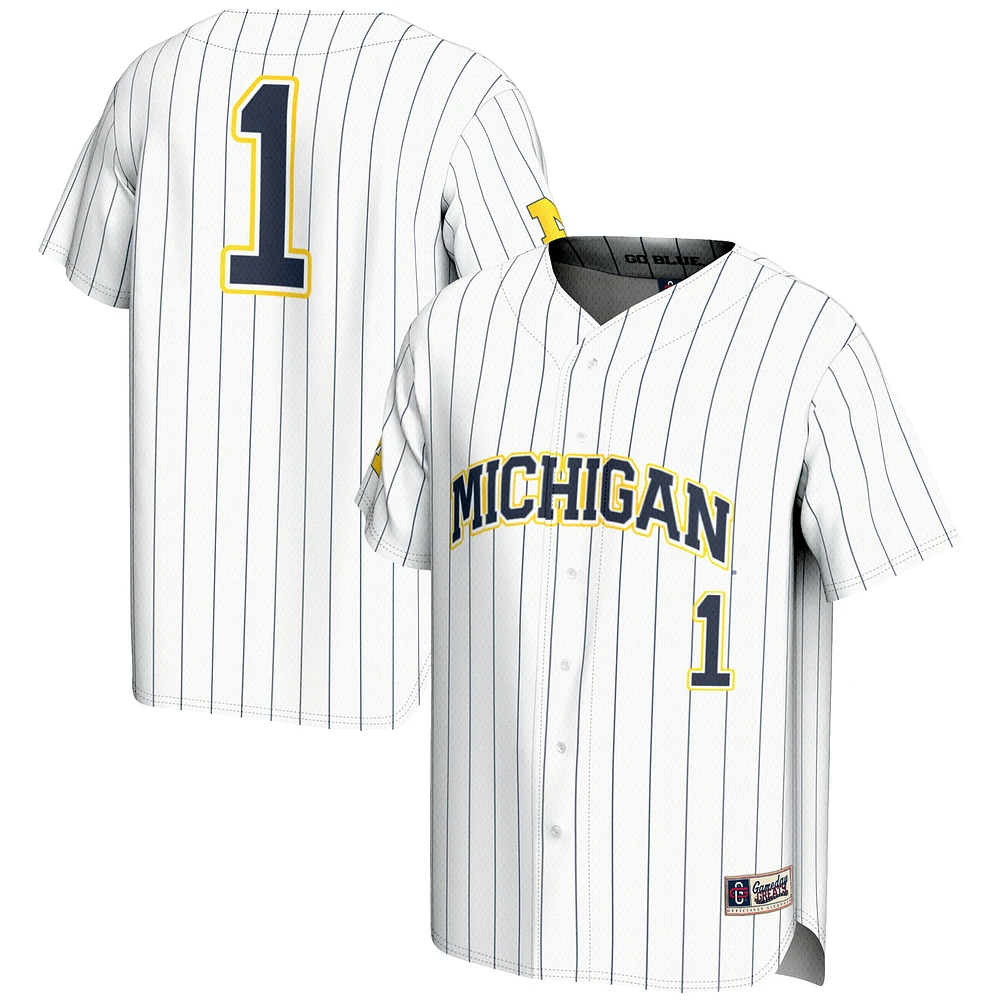 Youth GameDay Greats #1 White Michigan Wolverines Lightweight Baseball Fashion Jersey