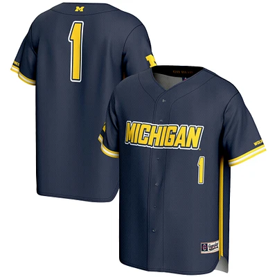 Youth GameDay Greats #1 Navy Michigan Wolverines Lightweight Baseball Fashion Jersey