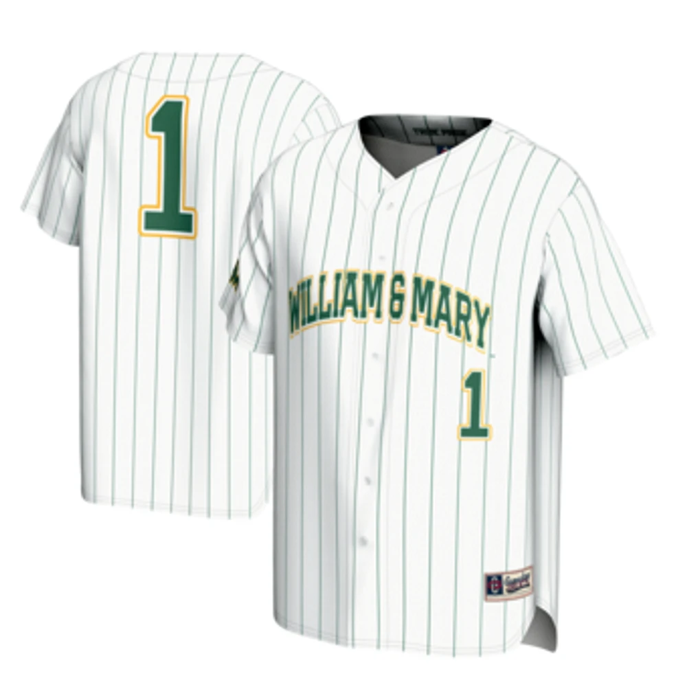 Youth GameDay Greats #1 White William & Mary Tribe Lightweight Baseball Fashion Jersey