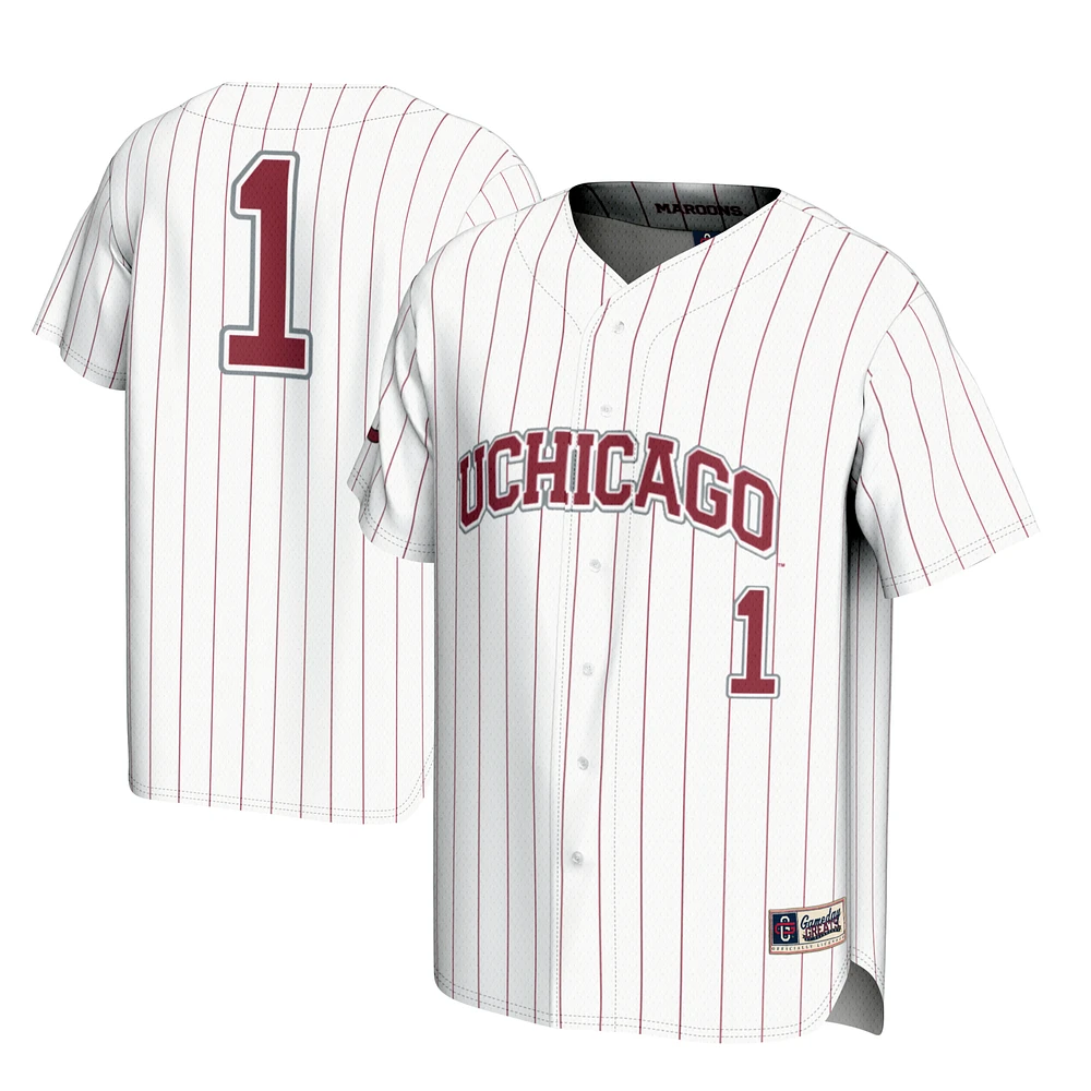 Youth GameDay Greats #1 White UChicago Maroons Lightweight Baseball Fashion Jersey