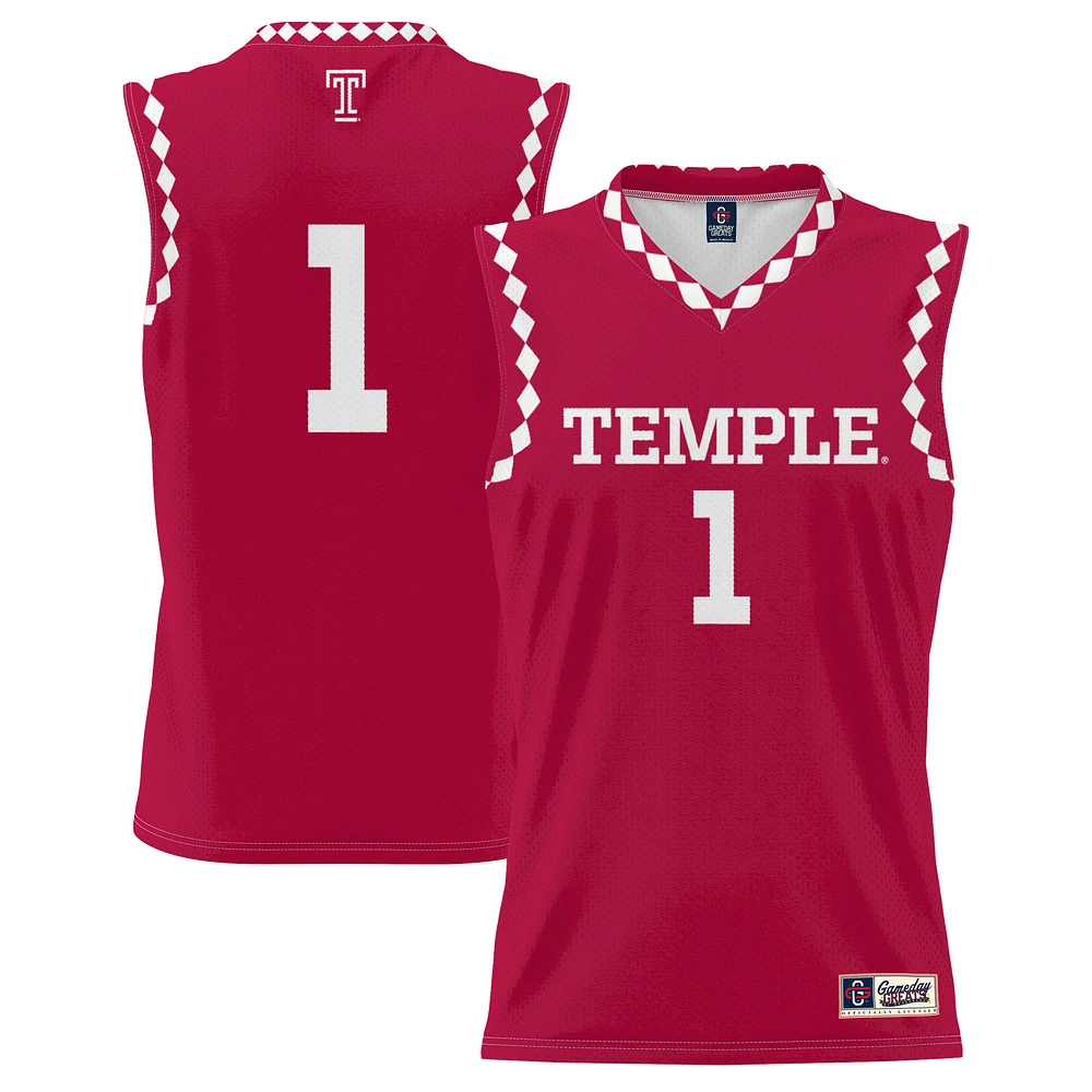 Youth GameDay Greats #1 Red Temple Owls Lightweight Men's Basketball Fashion Jersey