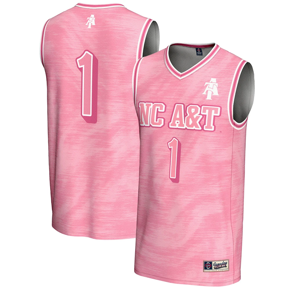 Unisex GameDay Greats #1 Pink North Carolina A&T Aggies Lightweight Basketball Jersey