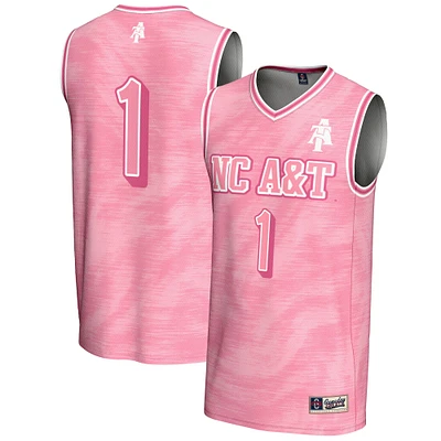 Youth GameDay Greats #1 Pink North Carolina A&T Aggies Lightweight Basketball Jersey