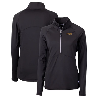 Women's Cutter & Buck Black Pittsburgh Pirates City Connect Adapt Eco Knit Stretch Recycled Half-Zip Pullover Top
