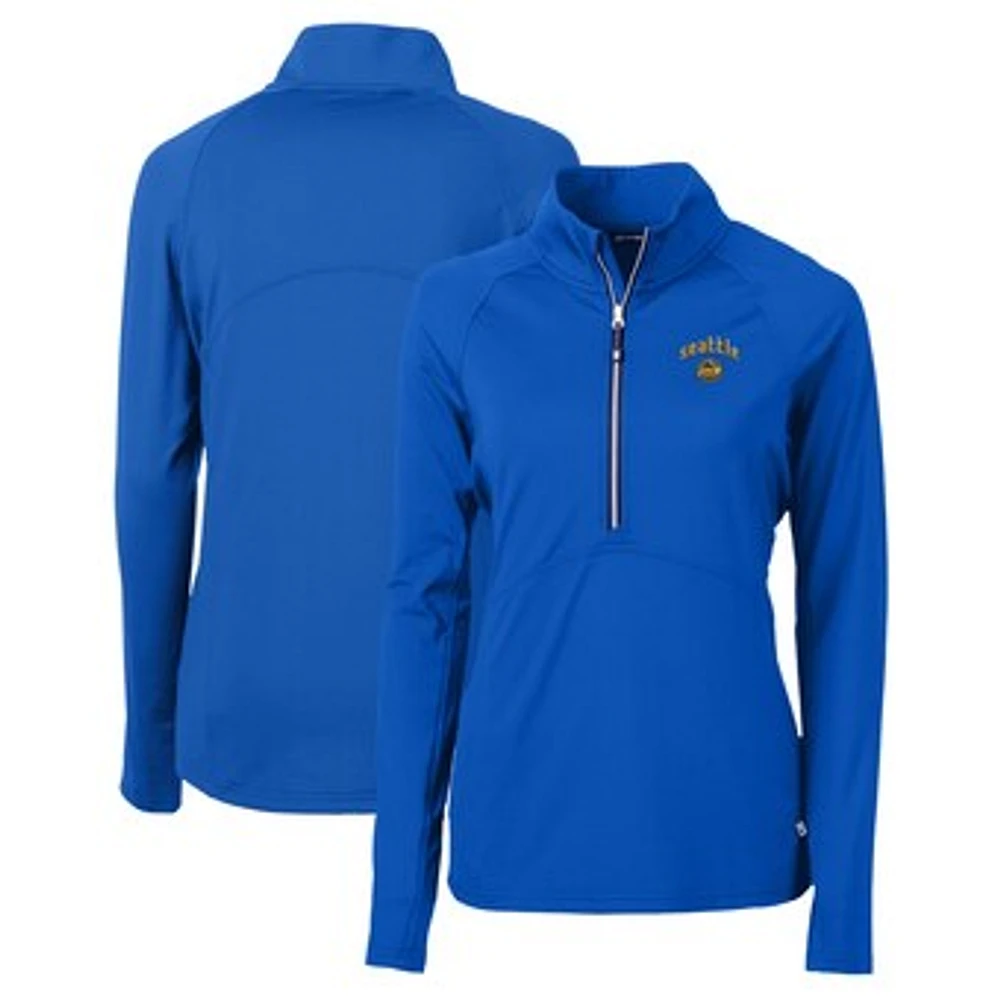 Women's Cutter & Buck Blue Seattle Mariners City Connect Adapt Eco Knit Stretch Recycled Half-Zip Pullover Top