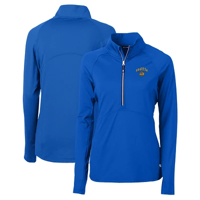 Women's Cutter & Buck Blue Seattle Mariners City Connect Adapt Eco Knit Stretch Recycled Half-Zip Pullover Top