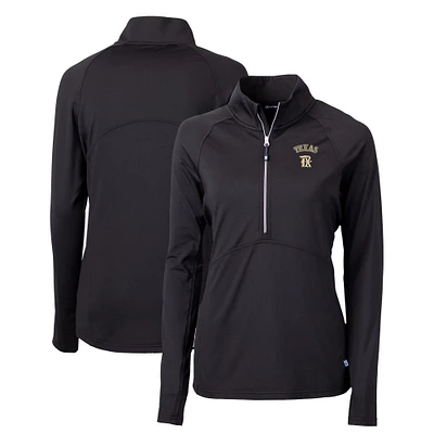 Women's Cutter & Buck Black Texas Rangers City Connect Adapt Eco Knit Stretch Recycled Half-Zip Pullover Top