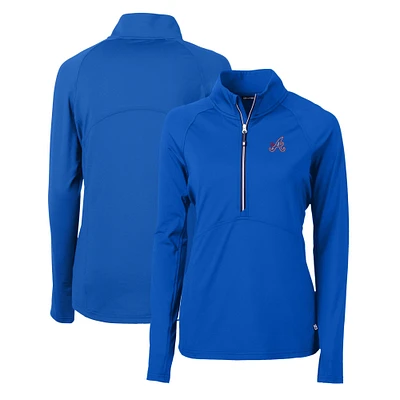 Women's Cutter & Buck Blue Atlanta Braves City Connect Adapt Eco Knit Stretch Recycled Half-Zip Pullover Top