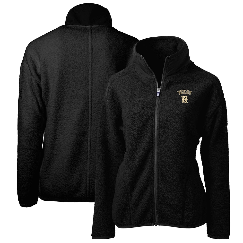 Women's Cutter & Buck Black Texas Rangers City Connect Cascade Eco Sherpa Full-Zip Fleece Jacket