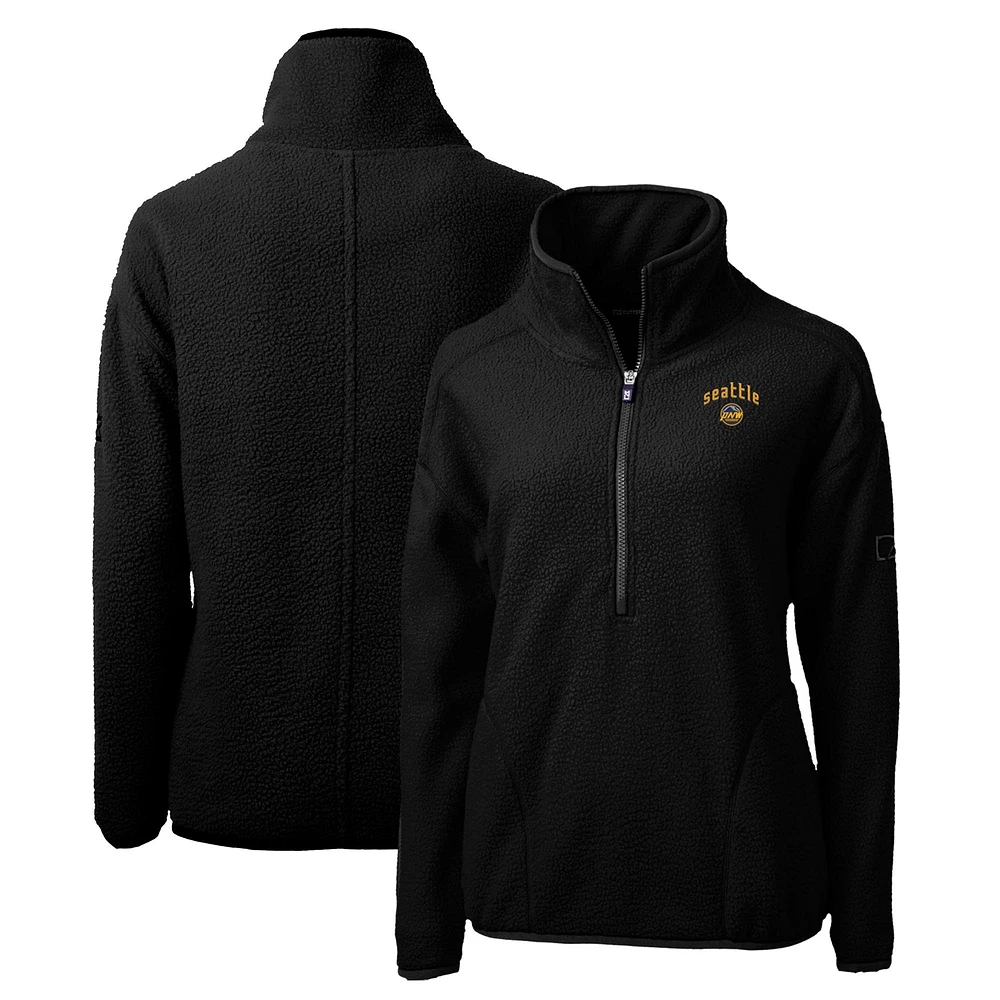 Women's Cutter & Buck Black Seattle Mariners City Connect Cascade Eco Sherpa Fleece Half-Zip Pullover Jacket
