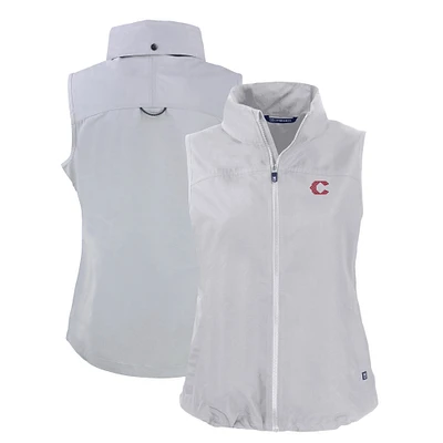 Women's Cutter & Buck Gray Cincinnati Reds City Connect Charter Eco Recycled Full-Zip Vest