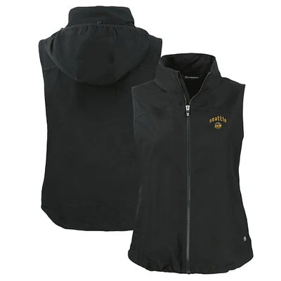 Women's Cutter & Buck Black Seattle Mariners City Connect Charter Eco Recycled Full-Zip Vest