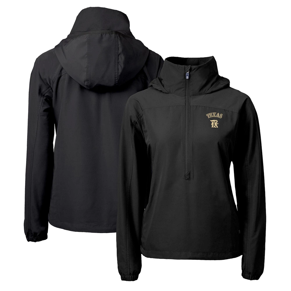 Women's Cutter & Buck Black Texas Rangers City Connect Charter Eco Recycled Half-Zip Anorak Jacket