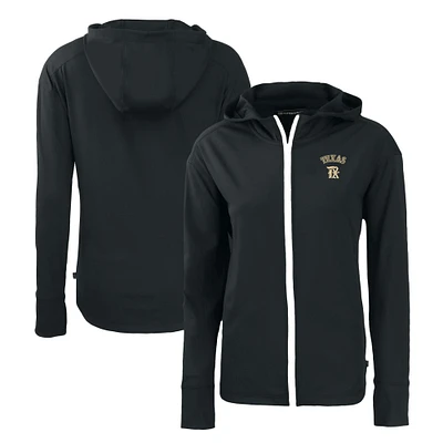 Women's Cutter & Buck Black Texas Rangers City Connect Daybreak Eco Recycled Full-Zip Hoodie