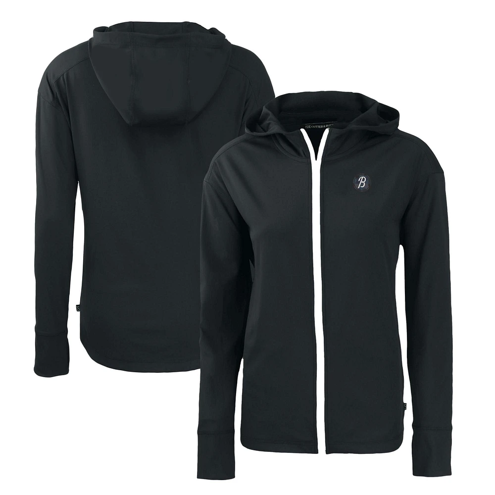 Women's Cutter & Buck Black Baltimore Orioles City Connect Daybreak Eco Recycled Full-Zip Hoodie