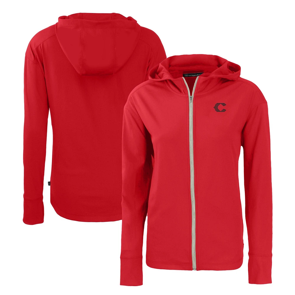 Women's Cutter & Buck Cincinnati Reds City Connect Daybreak Eco Recycled Full-Zip Hoodie
