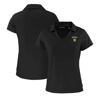 Women's Cutter & Buck Black Texas Rangers City Connect Daybreak Eco Recycled V-Neck Polo