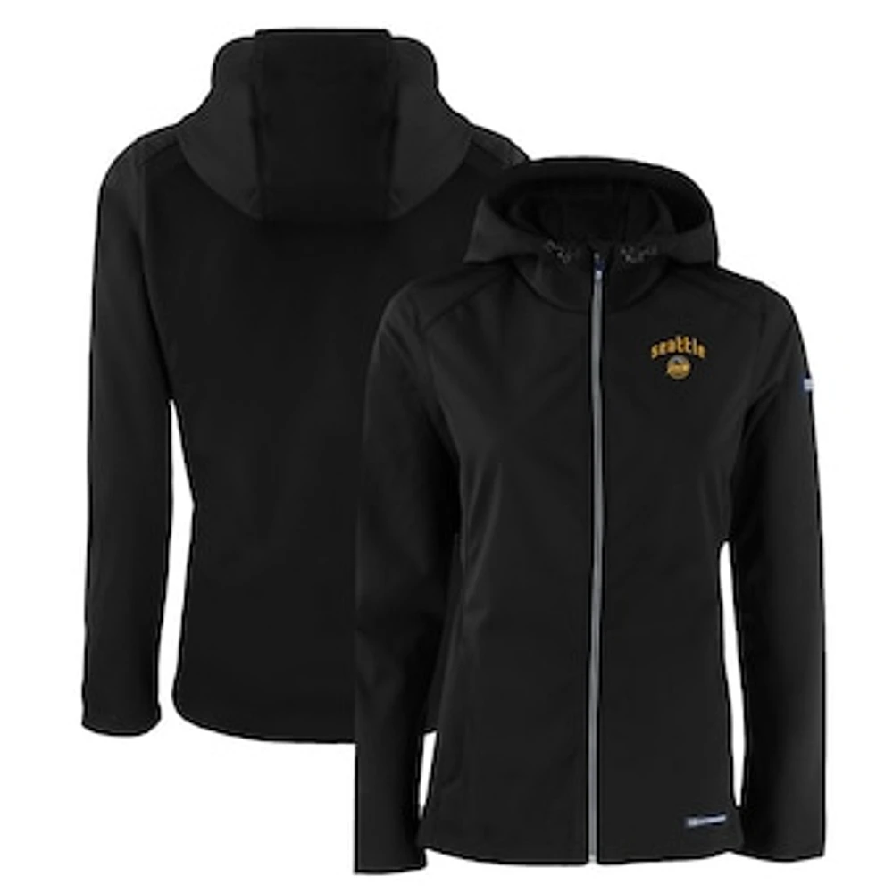 Women's Cutter & Buck Seattle Mariners City Connect Evoke Eco Softshell Recycled Full-Zip Hooded Jacket