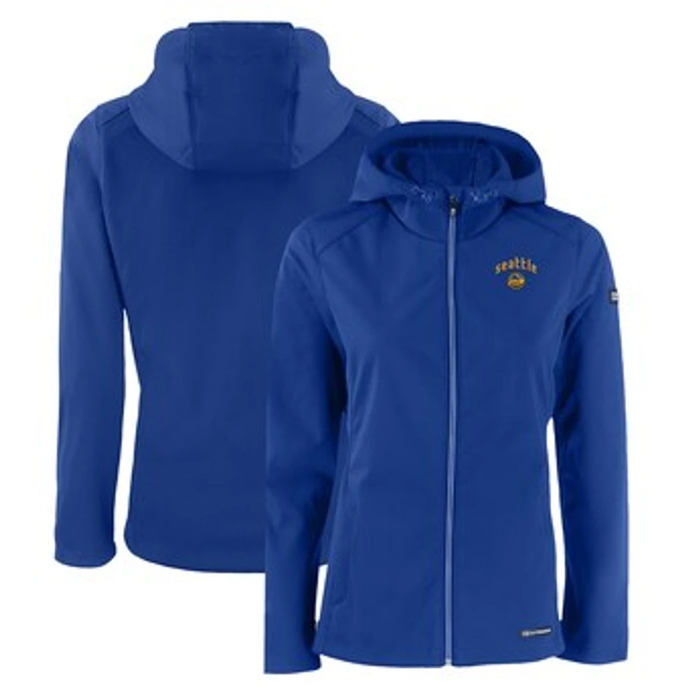 Women's Cutter & Buck Seattle Mariners City Connect Evoke Eco Softshell Recycled Full-Zip Hooded Jacket