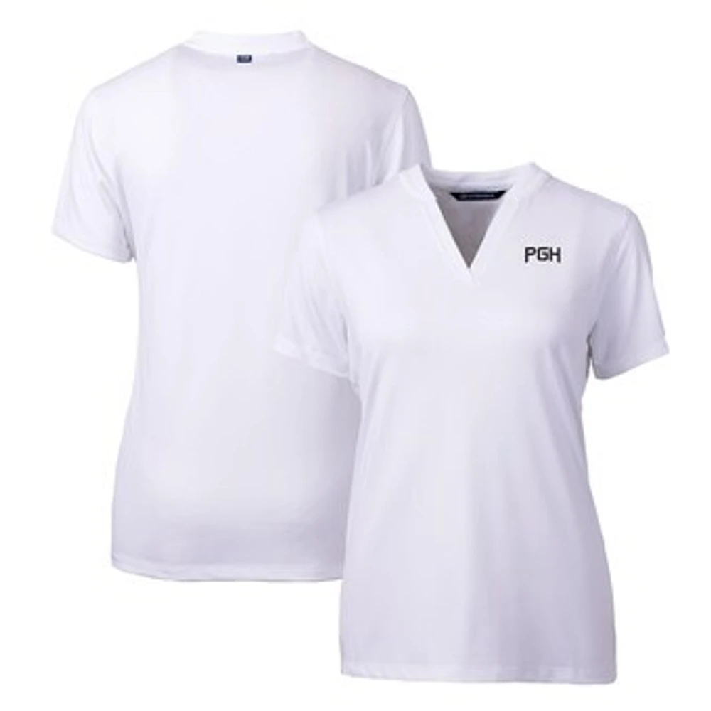 Women's Cutter & Buck White Pittsburgh Pirates City Connect DryTec Forge Stretch V-Neck Blade Top