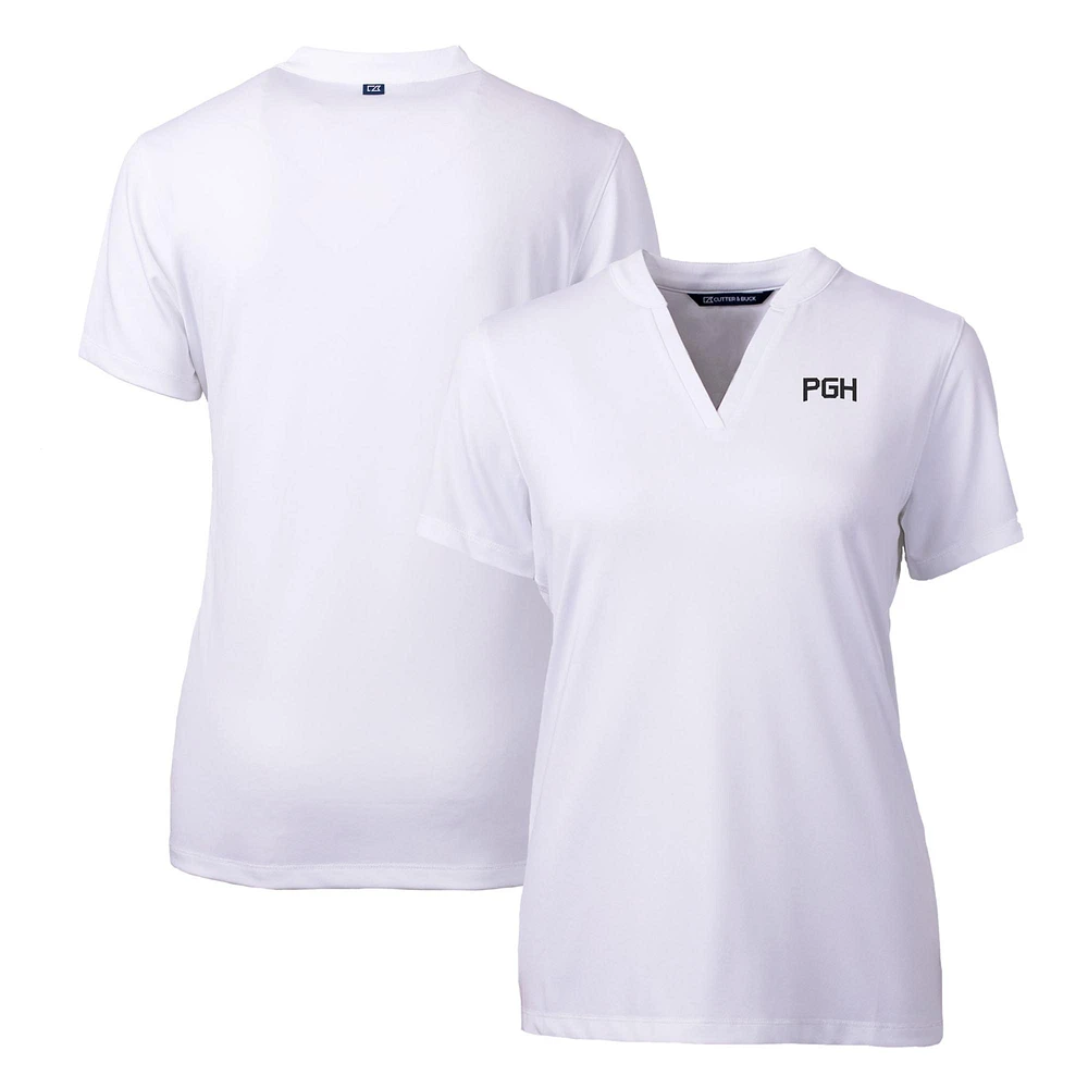 Women's Cutter & Buck White Pittsburgh Pirates City Connect DryTec Forge Stretch V-Neck Blade Top