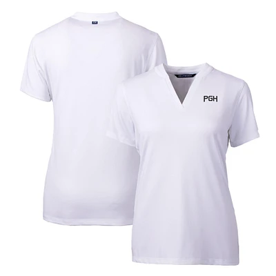 Women's Cutter & Buck White Pittsburgh Pirates City Connect DryTec Forge Stretch V-Neck Blade Top