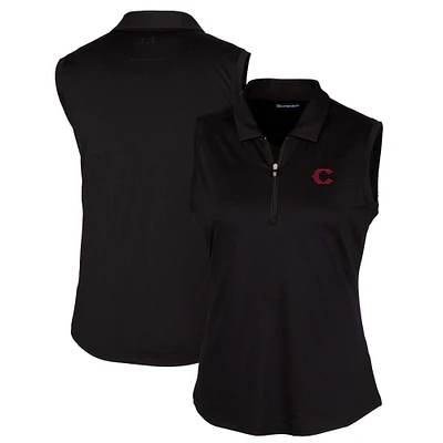 Women's Cutter & Buck Black Cincinnati Reds City Connect Forge Stretch Sleeveless Polo