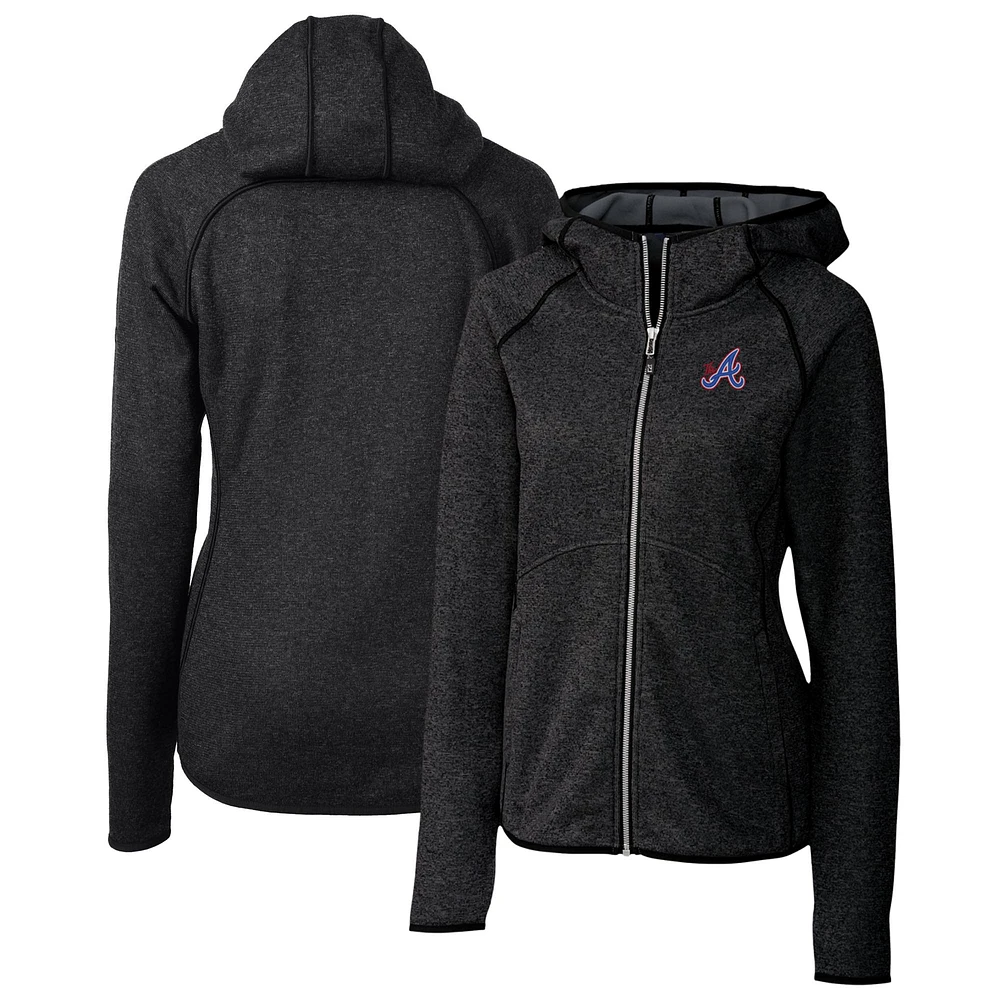 Women's Cutter & Buck Heather Charcoal Atlanta Braves City Connect Mainsail Full-Zip Hooded Jacket