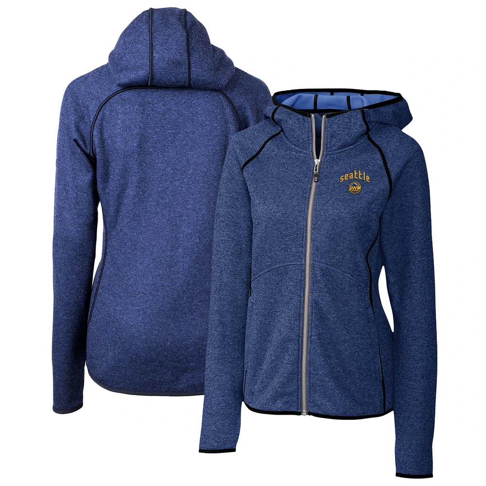 Women's Cutter & Buck Heather Blue Seattle Mariners City Connect Mainsail Full-Zip Hooded Jacket