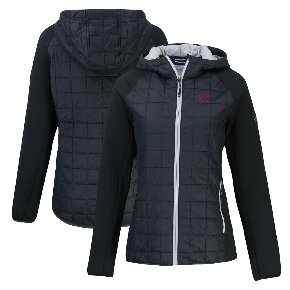 Women's Cutter & Buck Black Cincinnati Reds City Connect Rainier Primaloft Eco Full-Zip Hybrid Jacket