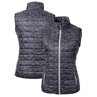 Women's Cutter & Buck Black Baltimore Orioles City Connect Rainier PrimaLoft Eco Insulated Full-Zip Printed Puffer Vest