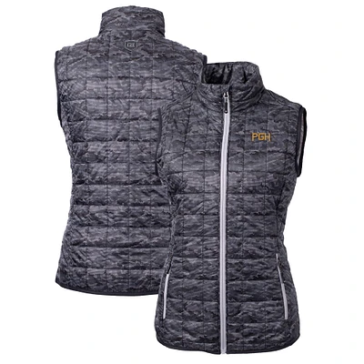 Women's Cutter & Buck Black Pittsburgh Pirates City Connect Rainier PrimaLoft Eco Insulated Full-Zip Printed Puffer Vest