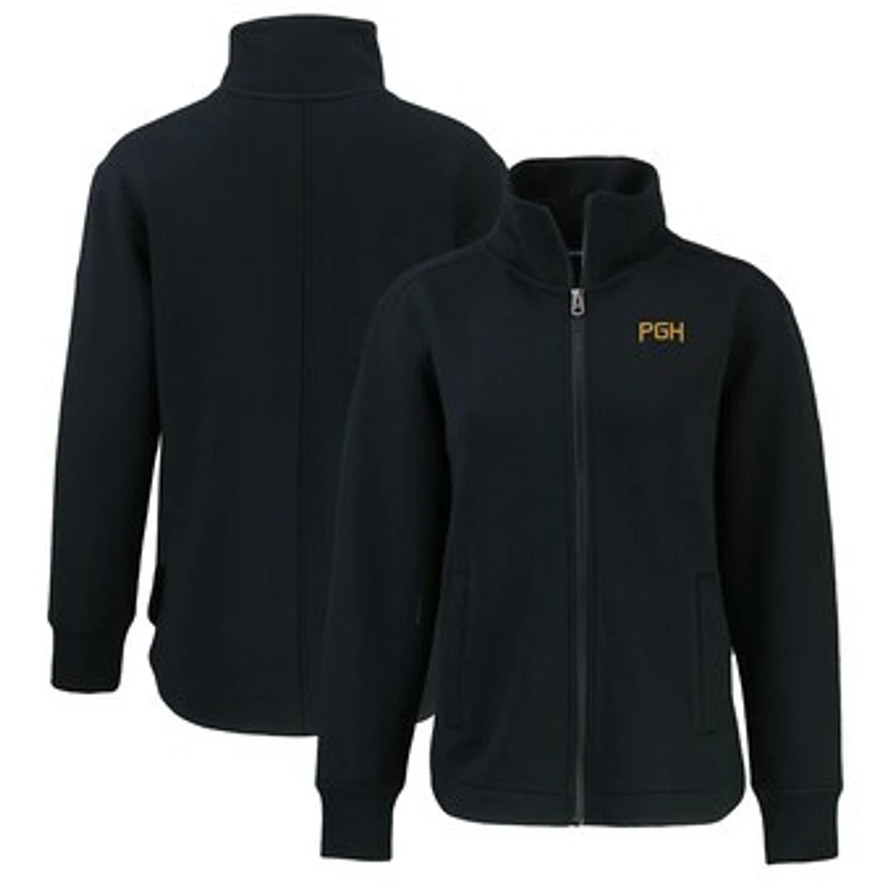 Women's Cutter & Buck Black Pittsburgh Pirates City Connect Roam Eco Recycled Full-Zip Jacket