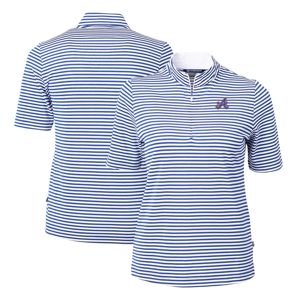 Women's Cutter & Buck Blue Atlanta Braves City Connect Virtue Eco Pique Stripe Recycled Polo