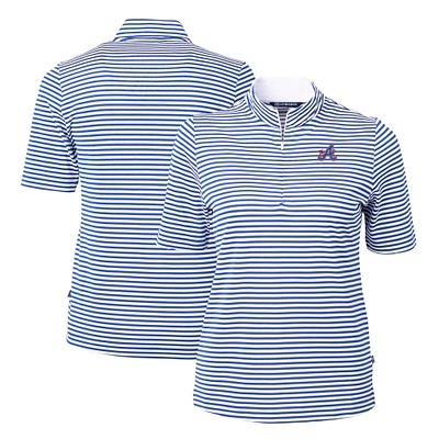 Women's Cutter & Buck Blue Atlanta Braves City Connect Virtue Eco Pique Stripe Recycled Polo