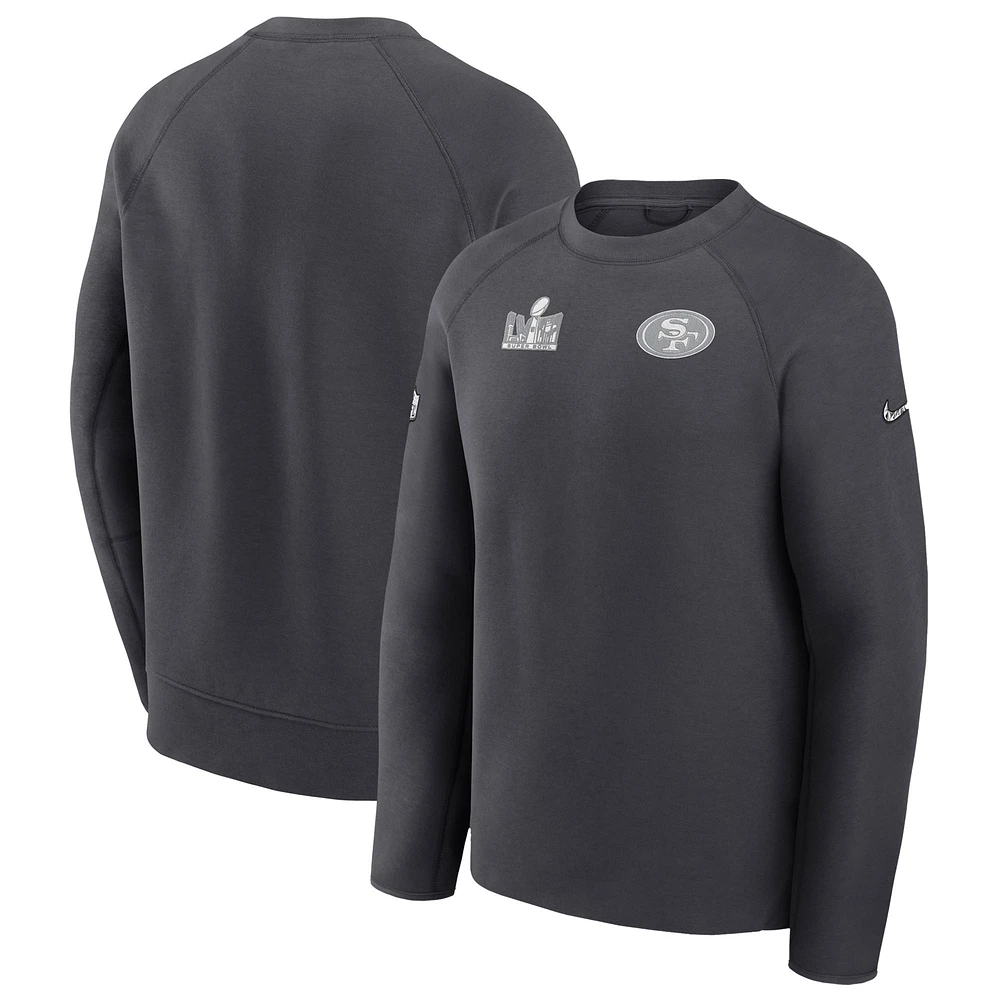 Men's Nike Anthracite San Francisco 49ers Super Bowl LVIII Opening Night Tech Fleece Pullover Sweatshirt