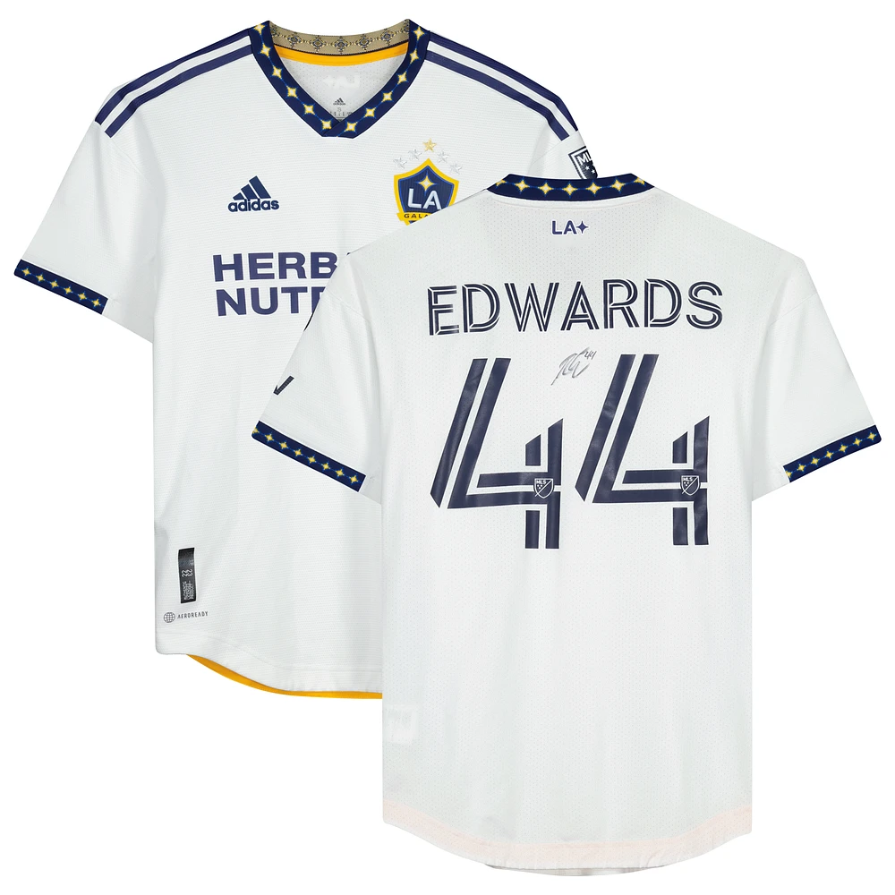 Raheem Edwards LA Galaxy Autographed Match-Used #44 White Jersey from the 2023 MLS Season