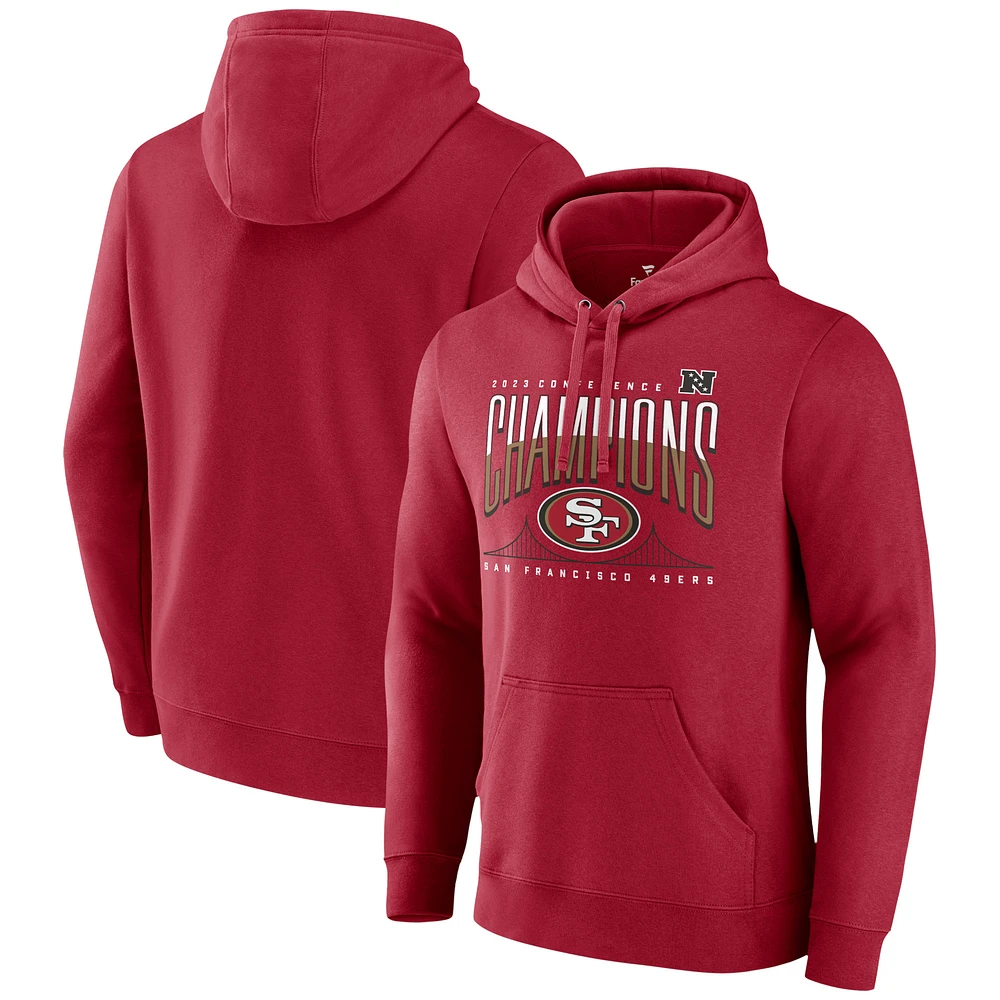 Men's Fanatics Scarlet San Francisco 49ers 2023 NFC Champions Hometown Pullover Hoodie