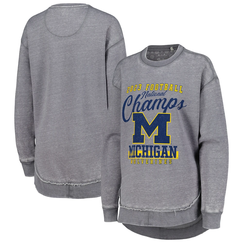 Women's Pressbox Gray Michigan Wolverines College Football Playoff 2023 National Champions Poncho Pullover Sweatshirt