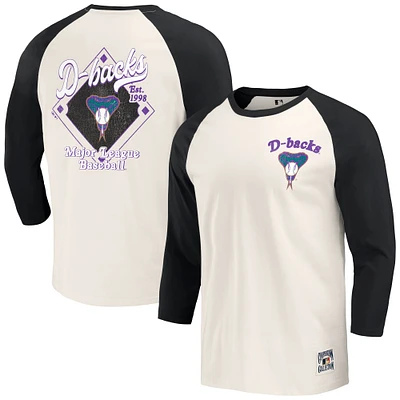 Men's Darius Rucker Collection by Fanatics Black/White Arizona Diamondbacks Cooperstown Collection Raglan 3/4-Sleeve T-Shirt