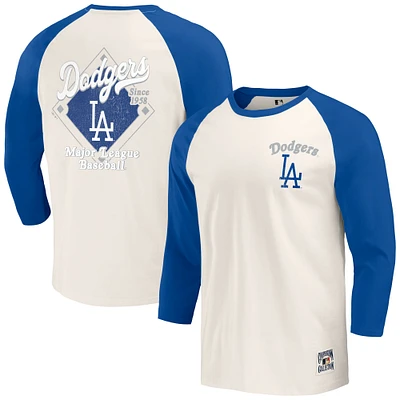 Men's Darius Rucker Collection by Fanatics Royal/White Los Angeles Dodgers Cooperstown Collection Raglan 3/4-Sleeve T-Shirt