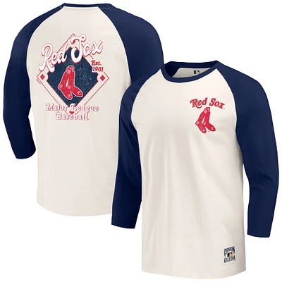 Men's Darius Rucker Collection by Fanatics Navy/White Boston Red Sox Cooperstown Collection Raglan 3/4-Sleeve T-Shirt
