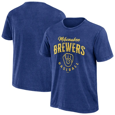 Men's Darius Rucker Collection by Fanatics Heather Royal Milwaukee Brewers Cooperstown Collection Washed T-Shirt