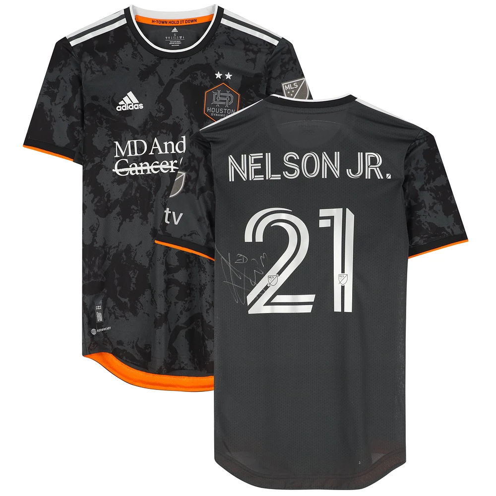 Nelson Quiñónes Houston Dynamo FC Autographed Match-Used #21 Black Jersey from the 2023 MLS Season