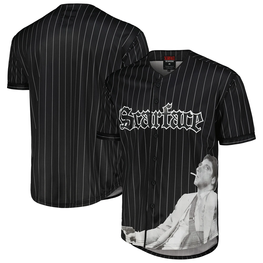Unisex Reason Black Scarface Pinstripe Baseball Jersey