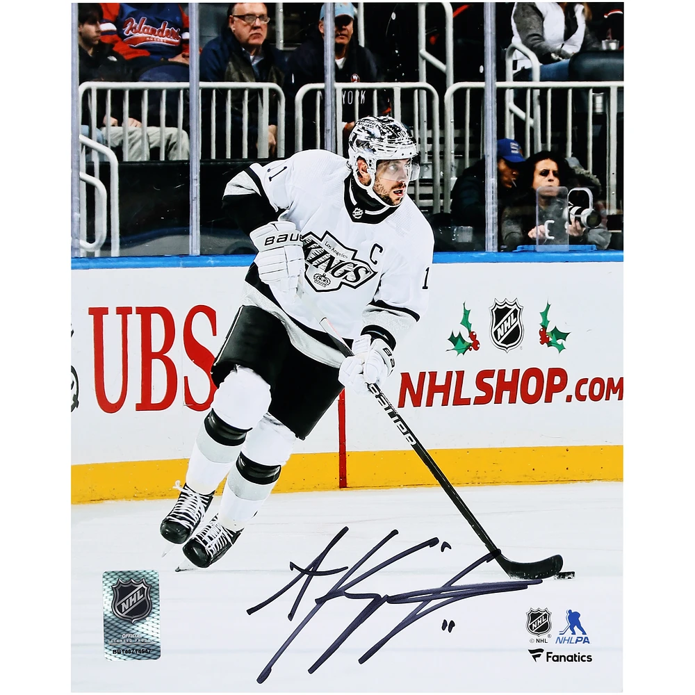 Anze Kopitar Los Angeles Kings Autographed 8" x 10" White Alternate Jersey with Puck Photograph