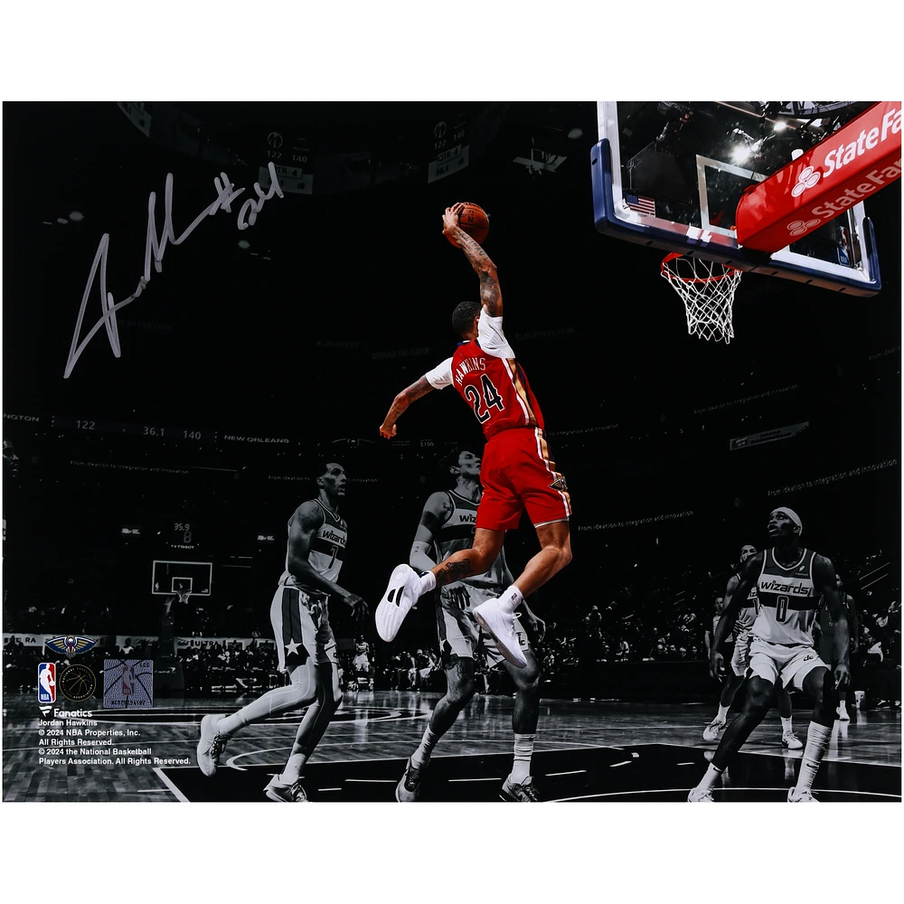 Jordan Hawkins New Orleans Pelicans Autographed 11" x 14" Spotlight Dunking Photograph