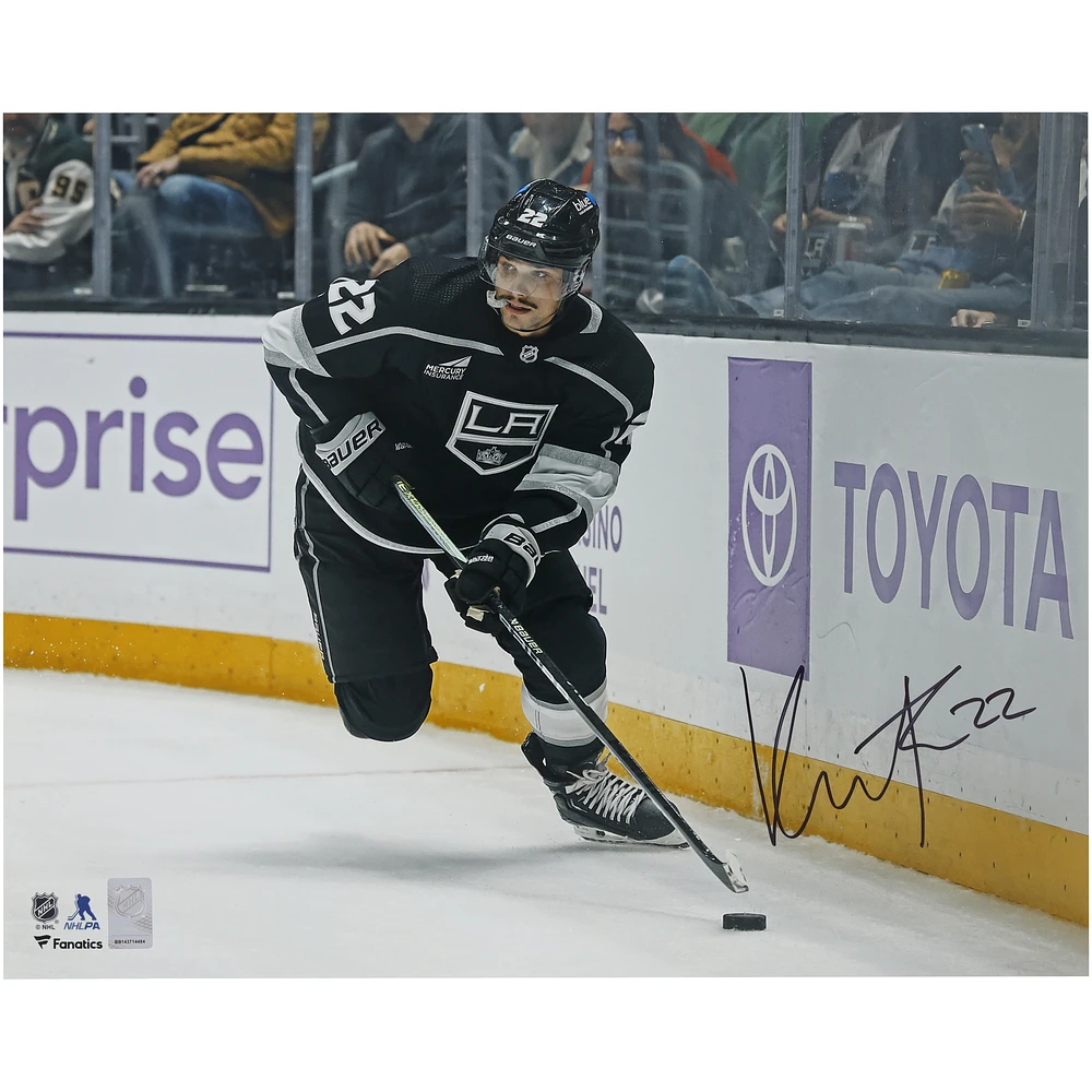Kevin Fiala Los Angeles Kings Autographed 16" x 20" Black Jersey with Puck Photograph