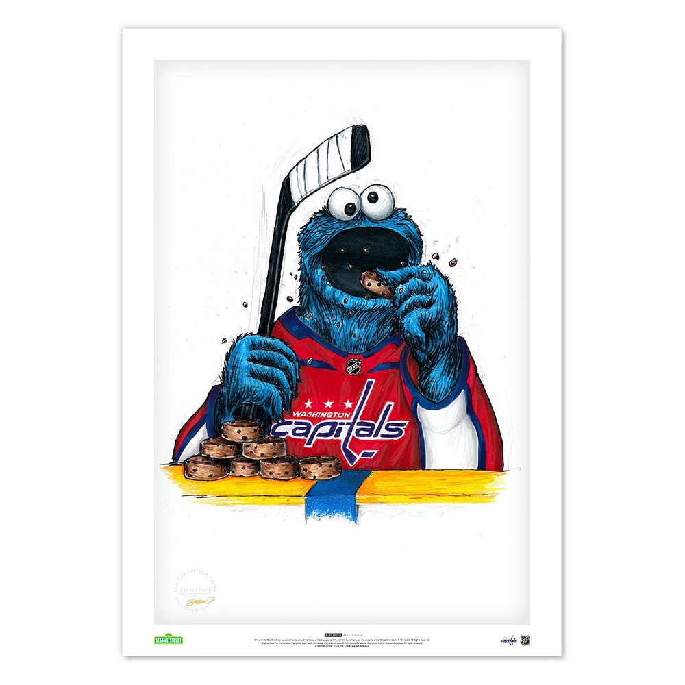 Cookie Monster Washington Capitals 14" x 20" Sesame Street Limited Edition Fine Art Print